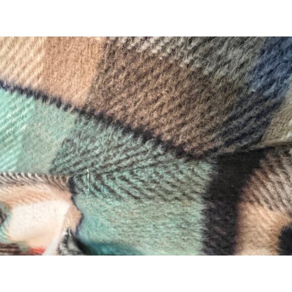 Zara Women's Large Button Down Shirt Check Plaid Beige Green Oversized Jacket - Picture 7 of 8